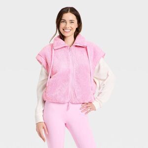 JoyLab - Women's High Pile & Puffer Mix Vest - JoyLab Light Pink